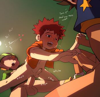  3boys anal anonanim digimon digimon_adventure drooling erection foreskin group_sex happy_sex highres izumi_koshiro lying male_focus male_penetrated mmm_threesome multiple_boys naughty_face penis penis_size_difference saliva sex shota small_penis smaller_dominant smile takaishi_takeru testicles threesome yagami_taichi yaoi  rating:Explicit score:327 user:harucho