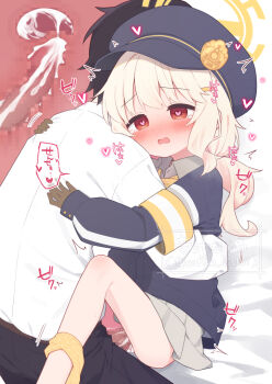  1boy 1girl aoba_(blue_archive) armband bar_censor black_hat black_jacket black_pants blonde_hair blue_archive blush bow bowtie brown_gloves censored clothed_sex commentary_request cross-section cum cum_in_pussy cum_overflow dress_shirt ejaculation erection gloves grey_shirt grey_skirt halo hat heart heart-shaped_pupils hetero internal_cumshot jacket loli long_hair long_sleeves newsboy_cap nose_blush open_mouth panties panties_around_leg pants penis polka_dot polka_dot_panties red_eyes sensei_(blue_archive) sex shirt skirt sleeves_past_wrists sound_effects speech_bubble symbol-shaped_pupils translation_request underwear variant_set white_shirt yellow_armband yellow_bow yellow_bowtie yellow_halo yellow_panties yuune_(ayanepuna) 