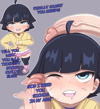  1boy 1girl 2boys black_hair black_thighhighs blue_eyes boots boruto:_naruto_next_generations cheek_press close-up dot_nose eyelashes from_above full_body grey_background group_sex hetero hood hood_down hoodie kyojiri_loli loli mmf_threesome multiple_boys multiple_views naruto_(series) naughty_face one_eye_closed open-toe_boots open_mouth penis penis_on_face penis_on_head pink_boots pink_skirt short_hair simple_background skirt smile standing teeth tenshio thighhighs threesome toeless_legwear uncensored upper_teeth_only uzumaki_himawari wide_hips yellow_hoodie 