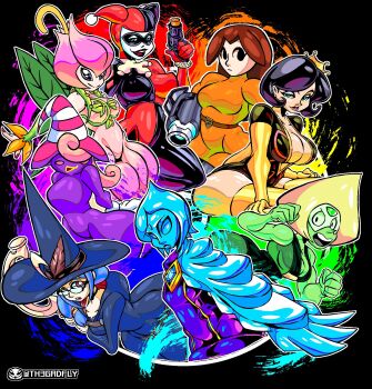  battletoads colored_skin dark_queen_(battletoads) dc_comics digimon digimon_(creature) fairy fi_(zelda) flower green_skin harley_quinn highres lilimon little_witch_academia mario_(series) mii_(nintendo) mii_gunner monster_girl nintendo paper paper_mario paper_mario:_the_thousand-year_door peridot_(steven_universe) petals plant plant_girl steven_universe super_smash_bros. th3gadfly the_legend_of_zelda the_legend_of_zelda:_skyward_sword ursula_callistis vivian_(paper_mario) 