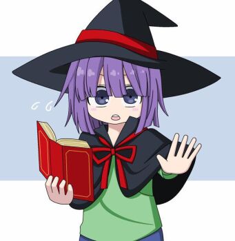  1boy :o blush book cape child hat kobayashi-san_chi_no_maidragon looking_at_viewer magatsuchi_shouta male_focus nervous open_mouth purple_eyes purple_hair simple_background standing witch_hat  rating:General score:6 user:Flamingo123