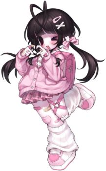  &gt;_o 1girl antenna_hair backpack bag bandaid bandaid_on_finger bandaid_on_hand bandaid_on_thigh blunt_bangs blush borrowed_character bow brown_hair buttons cardigan commission dot_nose empty_eyes four-finger_heart_hands full_body hair_bow hair_ornament hairclip hands_up happy heart heart-shaped_bandaid heart_button heart_hands highres knee_up leg_warmers long_hair long_sleeves looking_at_viewer miniskirt one_eye_closed open_mouth original pale_skin pink_bag pink_bow pink_cardigan pink_skirt plaid_clothes plaid_skirt platform_shoes pleated_skirt pocket randoseru red_eyes second-party_source shirt shoes simple_background skirt solo standing standing_on_one_leg strawbunimilk tachi-e transparent_background twintails white_leg_warmers white_shirt white_shoes x_hair_ornament yami_kawaii 