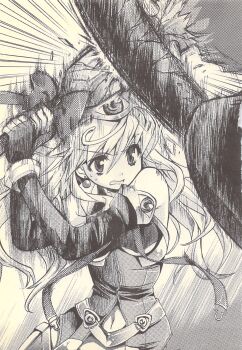  1girl aritai_susumu arm_belt artist_request bandeau bare_shoulders beret black_bandeau black_gloves blood_tune chaos;head check_artist covered_erect_nipples detached_sleeves determined earrings eyeball_beret eyeball_hat_ornament eyeball_sleeves eyeball_thighhighs fighting fingerless_gloves gloves gold_trim greyscale hat highres jewelry long_hair magical_girl monochrome navel neck_ribbon necktie official_art open_mouth parrying pink_hair purple_eyes red_ribbon ribbon samurai_condenser scan science_adventure seira_orgel seira_orgel_(post-awakening) sweat sweatdrop transparent_background underwear weapon yukiwo 