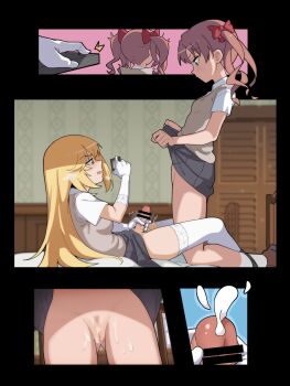 +_+ 1futa 1girl bar_censor bed blonde_hair bow brown_eyes brown_hair camera cellphone censored clothes_lift controller cum cum_on_body cum_on_pussy ejaculation elbow_gloves erection female_pubic_hair futa_with_female futanari girl_on_top gloves gluteal_fold hair_bow heart highres holding holding_phone hypnosis indoors lifting_own_clothes long_hair lying masturbation medium_hair mind_control multiple_views no_panties on_back open_mouth penis phone presenting_own_body pubic_hair pussy recording remote_control school_uniform shirai_kuroko shokuhou_misaki skirt skirt_hold skirt_lift sleepy_frippy smartphone sparse_pubic_hair spider_web_print sweater_vest symbol-shaped_pupils toaru_kagaku_no_railgun toaru_majutsu_no_index tokiwadai_school_uniform twintails upskirt v-neck white_gloves yellow_eyes rating:Explicit score:1017 user:Lzhom