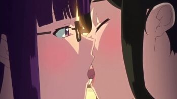 2futa animated animated_gif anime_screenshot black_hair blush closed_eyes french_kiss futabu futanari glasses kiss long_hair multiple_futa oohashi_sumika purple_eyes purple_hair togami_chie tongue tongue_out  rating:Questionable score:106 user:JustHere4Butts
