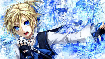  1boy bad_id bad_pixiv_id blonde_hair blue_eyes highres kagamine_len male_focus microphone solo ueno_tsuki vocaloid zoom_layer  rating:Sensitive score:8 user:danbooru
