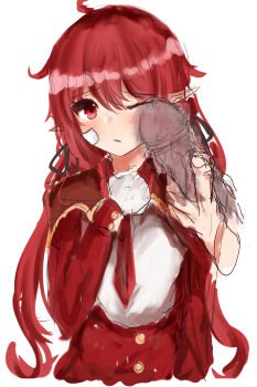  1boy 1girl dungeon_and_fighter female_mage_(dungeon_and_fighter) highres mage_(dungeon_and_fighter) penis red_eyes red_hair white_background 