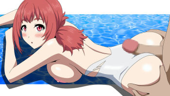10s 1boy 1girl ass breasts buttjob buttjob_over_clothes censored competition_swimsuit hetero huge_ass keijo!!!!!!!! large_breasts looking_back lying on_stomach one-piece_swimsuit penis red_eyes red_hair rubbing swimsuit torn_clothes toyoguchi_non rating:Explicit score:31 user:assjob