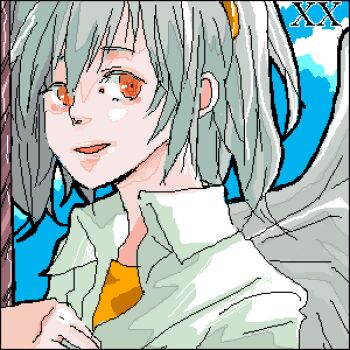  gender_request genderswap grey_hair lowres nagisa_kaworu neon_genesis_evangelion oekaki orange_eyes nagisa_kaworu wings  rating:Questionable score:1 user:Milk_Tea