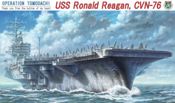  2011_tohoku_earthquake_and_tsunami aircraft aircraft_carrier airplane box_art cloud commentary english_text fighter_jet historical_event kashi_takahisa military military_vehicle no_humans ocean original ship united_states_navy uss_ronald_reagan_(cvn-76) vehicle_focus vehicle_name warship watercraft waves 