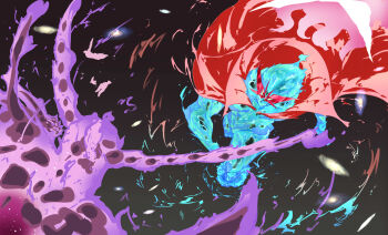  absurdres bad_id bad_pixiv_id battle cape chou_tengen_toppa_gurren-lagann energy galaxy glowing glowing_eyes grand_zamboa highres mecha red_cape robot sa/tsu/ki science_fiction space spiral_power tengen_toppa_gurren_lagann tengen_toppa_gurren_lagann:_lagann-hen yellow_eyes 