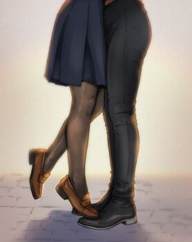 2girls hashtag-only_commentary highres implied_kiss jujutsu_kaisen kugisaki_nobara lumen_sky multiple_girls skirt yuri zen'in_maki zen'in_maki_(post_shibuya)