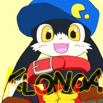  animal_ears blue_hat character_name collar crossover gloves happy hat kaze_no_klonoa klonoa male_focus name_tag pac-man pac-man_(game) shoes simple_background solo teeth text_focus uzu_(bluecalx) yellow_background yellow_eyes yellow_gloves  rating:Sensitive score:5 user:danbooru