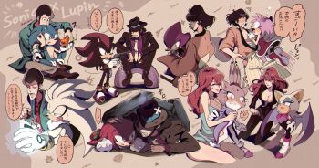 4girls 8boys amy_rose arsene_lupin_iii crossover ishikawa_goemon_xiii jigen_daisuke knuckles_the_echidna lupin_iii mine_fujiko multiple_boys multiple_girls rouge_the_bat shadow_the_hedgehog sonic_(series) sonic_the_hedgehog