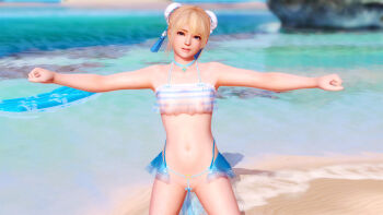  1girl 3d absurdres beach blonde_hair blue_eyes breasts choker dead_or_alive dead_or_alive_3d doahdm highres marie_rose navel 