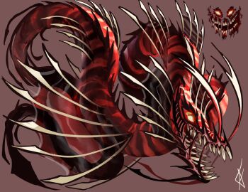  a-60 coiled creature empty_eyes fake_alex full_body glowing glowing_eyes highres horror_(theme) looking_at_viewer monster no_humans open_mouth pressure_(roblox) reference_inset sea_serpent sharp_teeth spikes teeth 