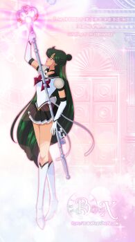  1girl adult_swim bishoujo_senshi_sailor_moon bishoujo_senshi_sailor_moon_r bishoujo_senshi_sailor_moon_s bishoujo_senshi_sailor_moon_s_the_movie:_kaguya-hime_no_koibito bishoujo_senshi_sailor_moon_supers bishoujo_senshi_sailor_moon_supers_the_movie:_sailor_9_senshi_shuuketsu!_black_dream_hole_no_kiseki boots borax crimson_eyes green_hair high_heel_boots high_heels holding holding_staff holding_weapon sailor_pluto sailor_senshi_uniform solo staff staff_(weapon) super_sailor_pluto toei_company toonami viz_media weapon  rating:General score:1 user:TheWarren1995