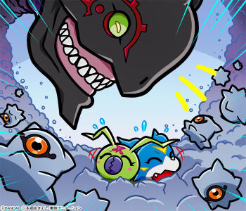  armagemon bug chibi digimon digimon_(creature) digimon_adventure_02 digimon_adventure_02:_diablomon_no_gyakushu dragon kuramon official_art sharp_teeth teeth v-mon wormmon 
