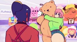  2girls animated black_eyes black_hair cdlum couple dark-skinned_female dark_skin denim denim_shorts multiple_girls pink_hair ponytail shop shopping short_shorts shorts stuffed_animal stuffed_toy tagme teddy_bear video  rating:Sensitive score:27 user:Cubone44