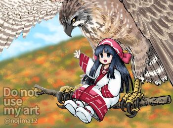 1girl ainu_clothes alternate_costume arm_up artist_name black_eyes black_hair boots breasts chibi feet hair_ribbon highres jewelry legs mamahaha nakoruru necklace open_mouth ribbon samurai_spirits sitting small_breasts smile snk the_king_of_fighters thighs tongue