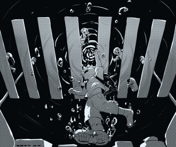  2boys 2girls absurdres air_bubble arm_up asphyxiation avogado6 backpack bag bare_arms bridge bubble child city collared_shirt commentary_request crosswalk drowning floating_hair flower from_below frown glasses greyscale highres looking_at_another looking_back male_focus midriff_peek monochrome multiple_boys multiple_girls navel open_mouth original outstretched_arms pansy ripples round_eyewear shirt shoes short_hair short_sleeves sneakers socks solo_focus surreal t-shirt underwater_shot walking worried 