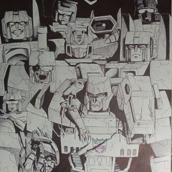 blitzwing bonecrusher character_request commentary decepticon eduardo2712 english_commentary frown grimlock head_tilt highres invincible_(series) looking_at_viewer looking_down mecha mecha_focus megatron meme optimus_prime robot rumble_(transformers) science_fiction scowl scrapper_(transformers) shockwave_(transformers) soundwave_(transformers) spot_color starscream thundercracker transformers transformers_(skybound) viltrumite_group_shot_(meme) 