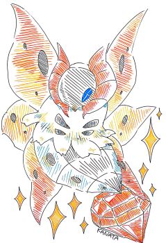 2016 artist_name blue_eyes bug commentary_request fffff05a gen_5_pokemon highres nintendo pokemon pokemon_(creature) solo sparkle volcarona white_background wings