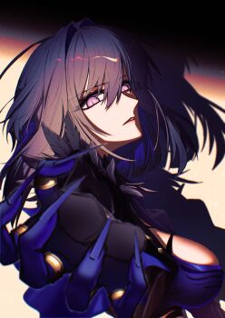  1girl absurdres blue_bra blue_nails bra breasts cleavage commentary_request feathers galbrena_(wuthering_waves) gold_ring grey_hair highres misaki_(seil518) open_hand partial_commentary pink_eyes serious shadow solo underwear very_long_fingernails wuthering_waves 