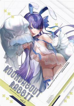  1girl c-string fate/grand_order fate_(series) meltryllis_(fate) mins_(minevi) navel purple_hair rabbit_ears strapless_bottom tagme 