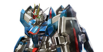  absurdres commentary_request glowing glowing_eyes green_eyes gundam gundam_seed gundam_seed_freedom highres mechanical_wings mobile_suit nagi_(user_dwyh2252) no_humans rising_freedom_gundam robot science_fiction shield solo upper_body v-fin white_background wings 