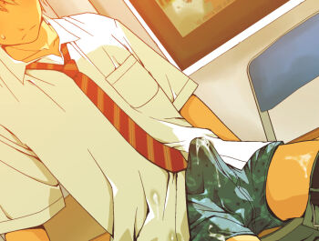 oda1ga, animated, highres, sound, tagme, video, 1boy, blush, bulge, cum,  ejaculation, erection, erection under clothes, fanbox username, male focus, male  masturbation, masturbation, masturbation through clothes, orange eyes,  orange hair, pee, peeing 