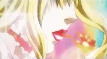  1girl animated animated_gif anime_screenshot blonde_hair death_note lipstick makeup mouth_focus solo thick_lips vampire  rating:General score:2 user:retsupurae