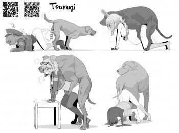 4girls all_fours animal_ears animal_penis armband ass-to-ass bestiality blue_archive braid breasts burnice_white crop_top cum cum_in_pussy cum_overflow dog_penis doggystyle eyewear_on_head gloves greyscale halo hat hetero hololive iroha_(blue_archive) jacket knotted_penis knotting large_breasts loli long_hair long_sleeves make_heroine_ga_oo_sugiru! military_hat military_jacket monochrome multiple_girls nude nukumizu_kaju peaked_cap penis pregnant rabbit_ears rabbit_girl sex sex_from_behind size_difference sunglasses thick_eyebrows thighhighs tsurugi_(the_horizon) twin_braids twintails usada_pekora very_long_hair virtual_youtuber zenless_zone_zero rating:Explicit score:580 user:danbooru