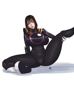  1girl bodysuit boots brown_hair g-big ichikawa_sumino no.1_sentai_gozyuger pink_eyes sentai_ring solo super_sentai  rating:General score:2 user:calum1998