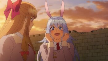 anime_screenshot happy monica_(seija_musou) nanaella_(seija_musou) rabbit_ears seija_musou