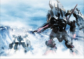  armored_core armored_core:_brave_new_world back fromsoftware lowres mecha nineball nineball_seraph no_humans outdoors robot snow 