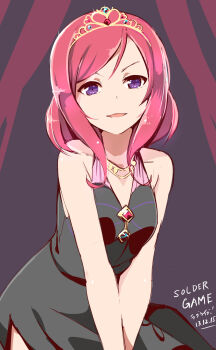  10s 1girl copyright_name dated female_focus highres love_live! love_live!_school_idol_festival love_live!_school_idol_project nishikino_maki purple_eyes red_hair smile solo song_name tiara v_arms wara_(warapro)  rating:Sensitive score:11 user:danbooru