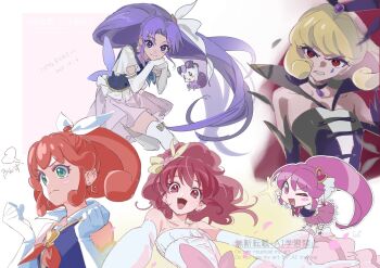  :d aino_megumi angry bad_tag bare_shoulders black_choker black_dress blonde_hair blue_neckerchief blue_shirt blush_stickers boots bow bowtie chibi choker clenched_hands clenched_teeth colored_eyelashes copyright_notice creature cure_fortune cure_lovely cure_mirage dot_nose dress elbow_gloves floating floating_hair flower frilled_shirt frills furrowed_brow gloves green_eyes gurasan_(happinesscharge_precure!) hair_bow hair_flower hair_ornament hair_ribbon hands_up happinesscharge_precure! happinesscharge_precure!_ningyou_no_kuni_no_ballerina heart heart_hair_ornament highres jewelry long_hair looking_at_viewer magical_girl medium_hair neckerchief necklace official_alternate_costume ok_sign one_eye_closed open_mouth orange_hair orange_neckerchief outstretched_arms pink_bow pink_bowtie pink_eyes pink_hair pink_skirt ponytail precure purple_eyes purple_hair queen_mirage red_eyes red_hair ribbon shipu_(gassyumaron) shirt short_sleeves skirt sleeveless sleeveless_dress smile straight_hair strapless strapless_dress teeth thighhighs translation_request upper_body v-shaped_eyebrows very_long_hair watermark white_boots white_bow white_dress white_gloves white_thighhighs yellow_ribbon zettai_ryouiki 