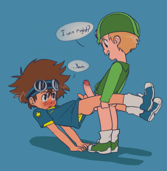  2boys anonanim blue_background blush digimon digimon_adventure english_text eye_contact highres huge_penis image_sample kodomo_doushi looking_at_another male_focus multiple_boys open_mouth penis penis_comparison penis_size_comparison penis_size_difference pixiv_sample resized shadow shota simple_background small_penis speech_bubble takaishi_takeru yagami_taichi yaoi  rating:Explicit score:230 user:PsychoSugoi