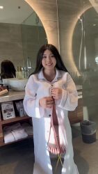  1girl animated asian black_hair convenient_censoring convenient_leg highres indoors long_hair looking_at_viewer mirror no_bra open_clothes parted_lips real_life reflection saotome_kana smile solo sound tagme teeth video 