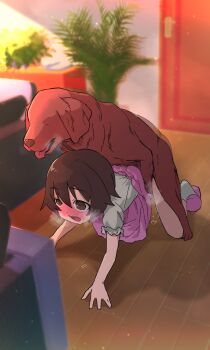 1girl bent_over bestiality blush buta_otoko clothed_sex dog doggystyle flat_chest hetero highres humping loli sex sex_from_behind tagme rating:Explicit score:413 user:fussy_hussy