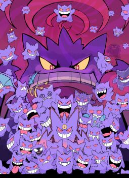  @_@ boo_(mario) bow bowtie bulging_eyes clothed_pokemon colored_sclera colored_skin confusion_(pokemon) crobat ditto dynamax evil_smile evolutionary_line fangs floating gastly gen_1_pokemon gen_2_pokemon gengar ghost gigantamax gigantamax_gengar hat haunter highres hilary_(pokemon) mario_(series) mega_gengar mega_pokemon nintendo pauldrawsart pokemon pokemon_(anime) pokemon_(creature) pokemon_tower_ghost poketoon purple_skin red_eyes sharp_teeth smile teeth tongue tongue_out too_many top_hat transformed_ditto wide_mouth yellow_sclera  rating:General score:2 user:danbooru