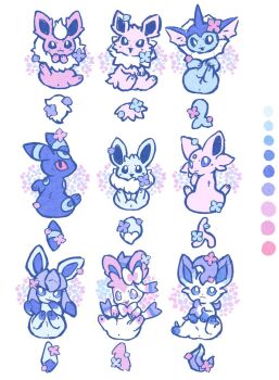  :3 alternate_color animal_focus black_eyes black_fur blue_eyes blue_fur bow bright_pupils brown_fur eevee espeon facial_mark fins fish_tail flareon flower forehead_jewel forehead_mark full_body gen_1_pokemon gen_2_pokemon gen_4_pokemon gen_6_pokemon glaceon green_fur head_fins highres jolteon leaf leafeon limited_palette looking_at_viewer lovewolf5122 neck_fur nintendo no_humans open_mouth orange_fur pink_flower pink_fur pokemon pokemon_(creature) pokemon_focus purple_eyes purple_flower purple_fur red_eyes ribbon shiny_pokemon sidelocks simple_background sitting spiked_tail sylveon tail umbreon vaporeon white_background white_fur white_pupils yellow_fur 