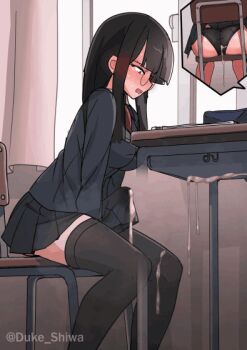  1futa animated animated_gif artist_name ass black_hair black_jacket black_panties black_skirt black_thighhighs blush breasts brown_eyes bulge chair classroom clenched_teeth clothes_lift cum cum_on_panties cumdrip curtains desk ejaculation erection erection_under_clothes excessive_cum futanari glasses hands_between_legs handsfree_ejaculation jacket long_hair medium_breasts multiple_views necktie open_mouth orgasm original panties penis pleated_skirt precum precum_string precum_through_clothes projectile_cum red_necktie round_eyewear school_uniform shirt shiwa_kou sitting skirt skirt_lift solo spontaneous_orgasm straight_bangs sweat teeth thighhighs trying_not_to_cum twitching_penis underwear white_shirt window  rating:Explicit score:361 user:Starbase_74_User