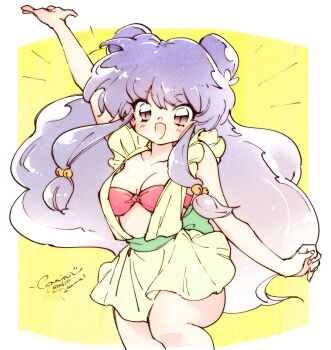  1girl bikini breasts cleavage highres open_mouth purple_hair ranma_1/2 shampoo_(ranma_1/2) solo strapless strapless_bikini swimsuit u_emmm  rating:Sensitive score:6 user:cheezeit
