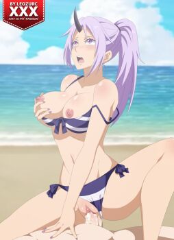1boy 1girl bikini breasts clothed_sex cowgirl_position hetero large_breasts leozurcxxx long_hair nipples penis purple_eyes purple_hair pussy sex shion_(tensura) straddling swimsuit tensei_shitara_slime_datta_ken rating:Explicit score:58 user:Lovemilfs0017