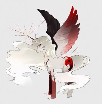  alternate_universe animal asmoday_(genshin_impact) bandaged_leg bandages blonde_hair bucumberr commentary crossover cutie_mark english_commentary from_side full_body furry furry_female genshin_impact gradient_hair grey_background hair_flowing_over hair_over_one_eye highres hooves horns horse_tail looking_at_viewer looking_to_the_side multicolored_hair multicolored_wings my_little_pony my_little_pony:_friendship_is_magic orange_eyes pony_(animal) shade simple_background single_horn solo standing star_(symbol) tail unicorn unicorn_girl unicorn_horn wavy_hair winged_unicorn wings 