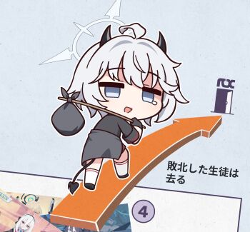  4girls ahoge aris_(armed)_(blue_archive) aris_(blue_archive) black_gloves black_shirt black_skirt blonde_hair blue_archive blue_eyes chibi commentary_request demon_horns demon_tail erika_(blue_archive) gloves hair_between_eyes halo highres horns kei_(blue_archive) kei_(new_body)_(blue_archive) kneehighs long_hair looking_at_viewer looking_back meme multiple_girls nako775 npc_jail official_art_inset red_eyes shirt short_hair skirt smile socks tail toki_(blue_archive) translation_request white_hair white_socks 