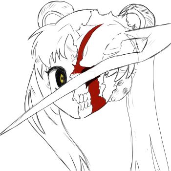  absurdres bishoujo_senshi_sailor_moon bleach demon_girl demon_horns highres hollow_(bleach) hollow_eyes hollow_mouth horns jhinzd kurosaki_ichigo sailor_moon sailor_moon_redraw_challenge sailor_moon_redraw_challenge_(meme) tagme teeth 
