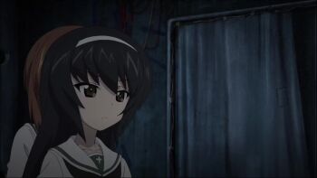 10s 6+girls ahoge animated ass bare_legs black_eyes black_hair blush brown_eyes brown_hair carrying carrying_person expressionless face_in_ass falling from_above from_below girls_und_panzer grabbing_another's_ass green_skirt groping hairband hand_on_ass highres indoors jumping long_hair looking_ahead looking_at_another looking_at_viewer looking_back military_vehicle miniskirt motor_vehicle multiple_girls neckerchief nishizumi_miho ooarai_school_uniform open_mouth orange_eyes orange_hair outdoors pleated_skirt reizei_mako running scan school_uniform serafuku shadow shiny_skin short_hair skirt smile socks sound stug_iii sugimoto_isao tagme takebe_saori tank thighhighs video wide_hips